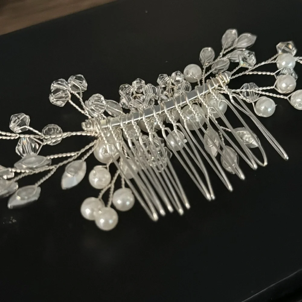 Bridal Flower Girl Silver Boho Wedding Gala Hair Comb Clip Hair Accessory